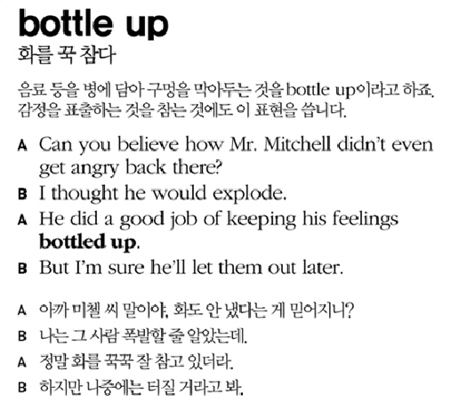 [미국 교포 원어민 전화영어] 영어회화 멋내기,Bottle Up - 화를 꾹 참다 : 네이버 블로그