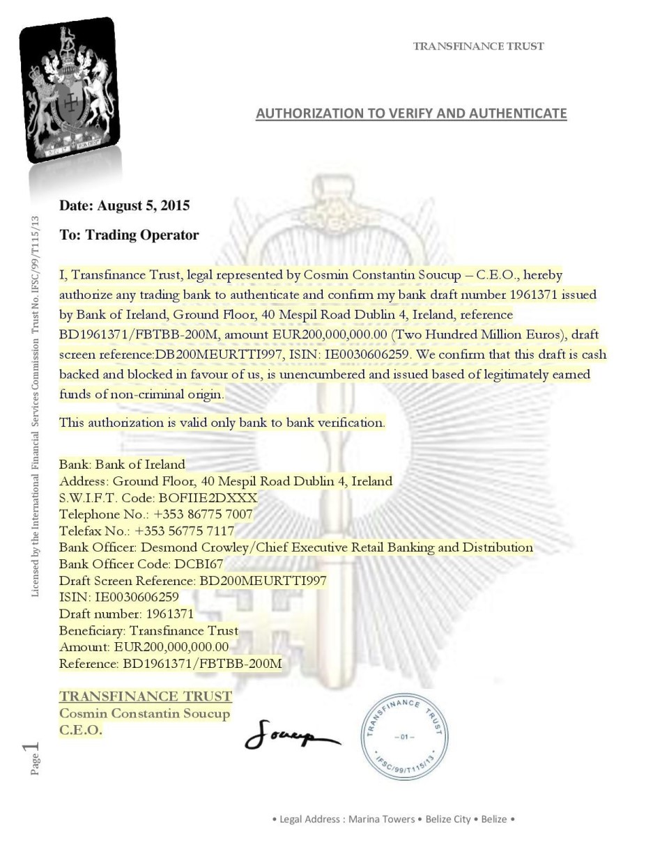 The Whistleblowers 발표 MT110 Swift 사기 위조서류 : 네이버 블로그