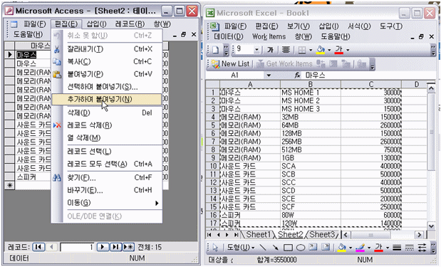 엑세스엑셀 이미지